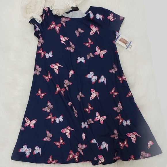 Butterfly Girls Dress with Scarf and Necklace - Picture 4 of 6